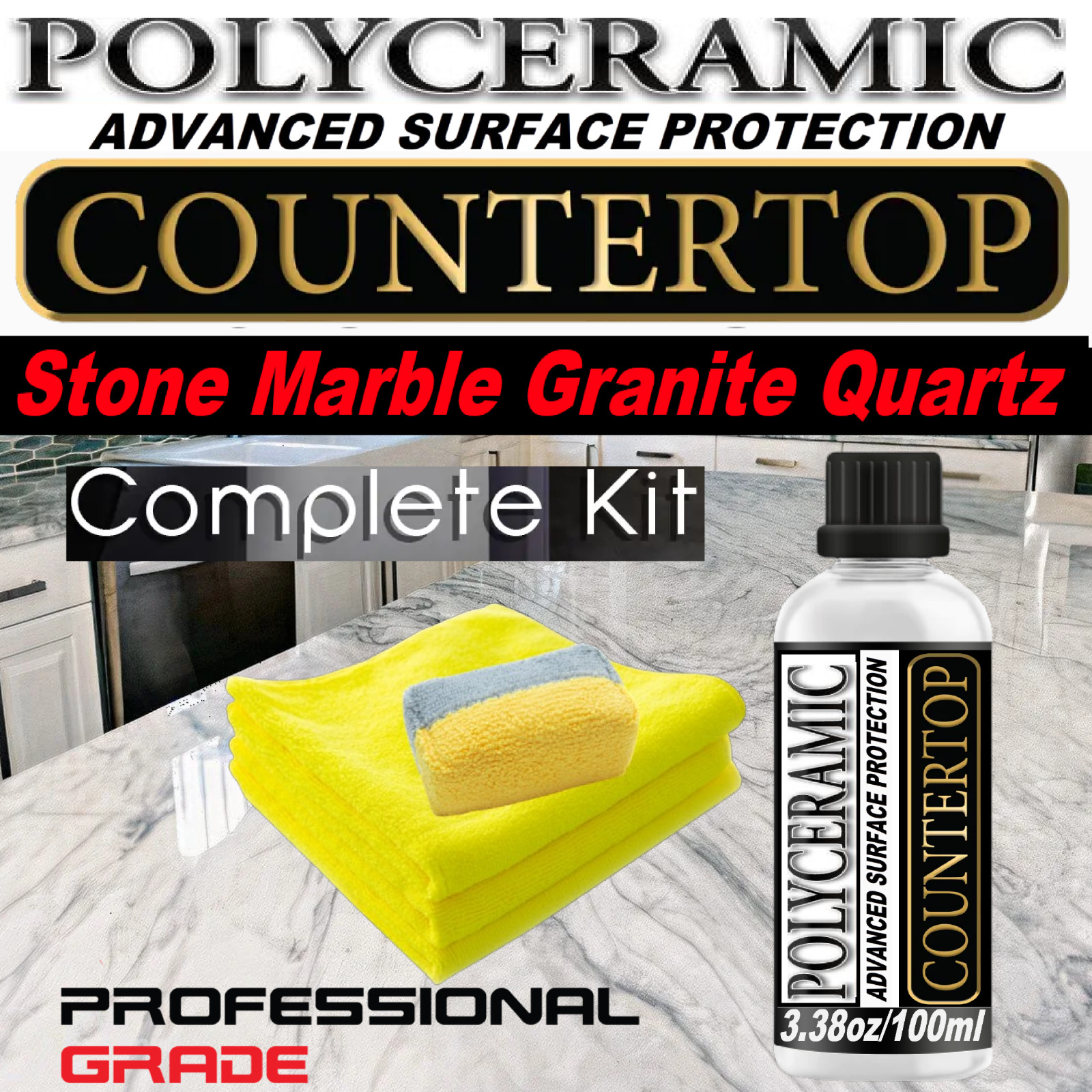 POLYCERAMIC COATING PROFESSIONAL GRANITE POLISH MARBLE COUNTERTOP PROTECTION
