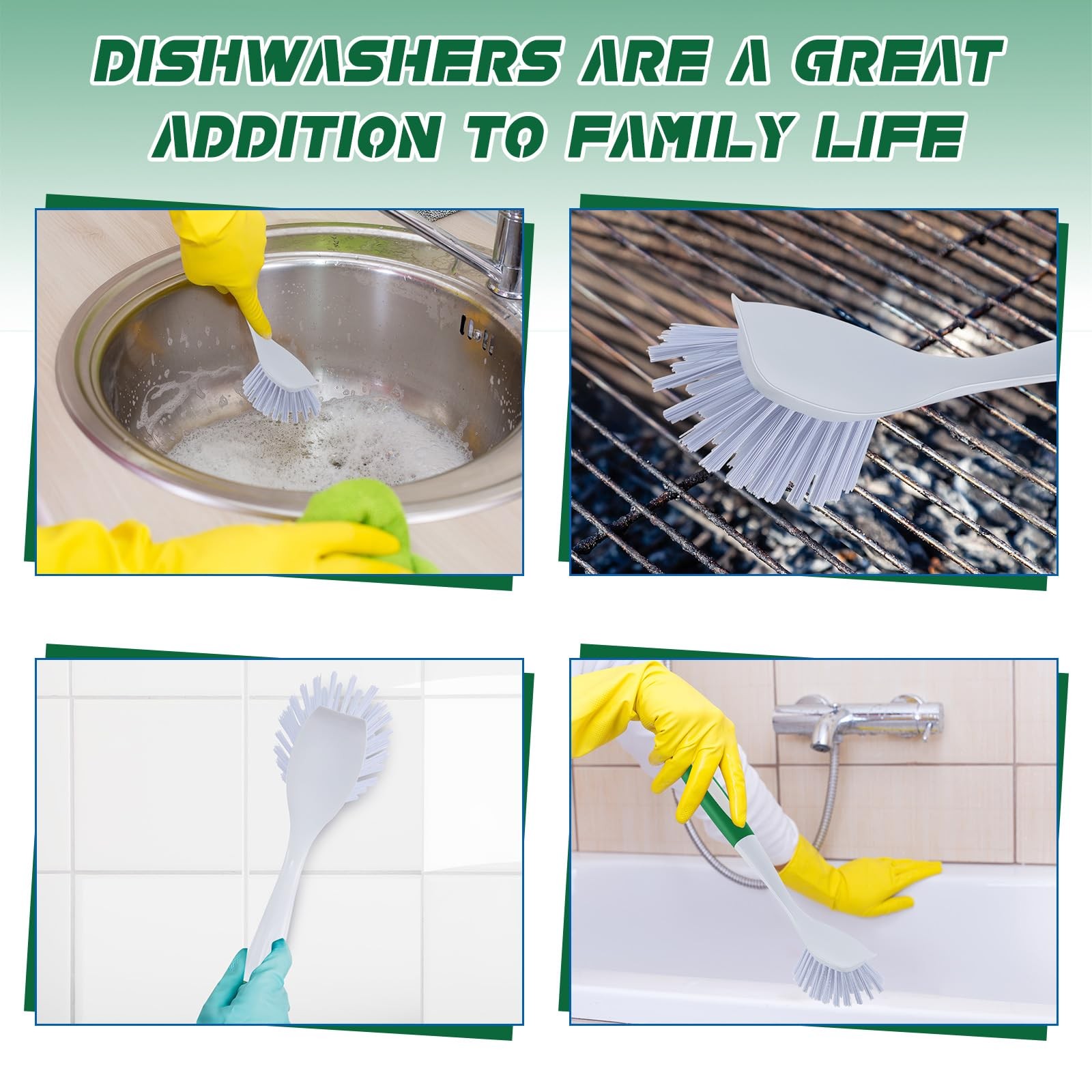 30 Pcs Kitchen Scrub Dish Brush Bulk with 11 Inch Handle Cleaning Dish Scrubb…