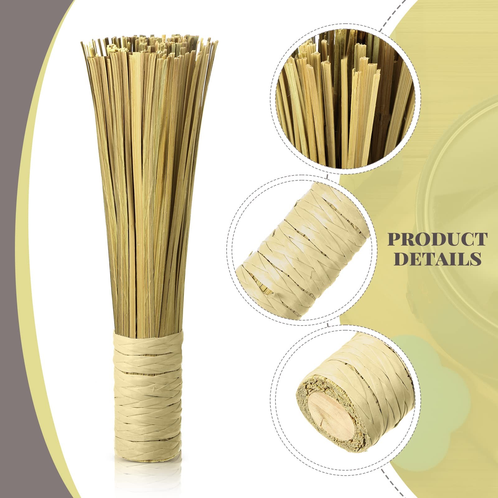 12 Inches Wok Brush Cleaning Whisk Bamboo Scrub Brush Kitchen Cleaning Brushes B