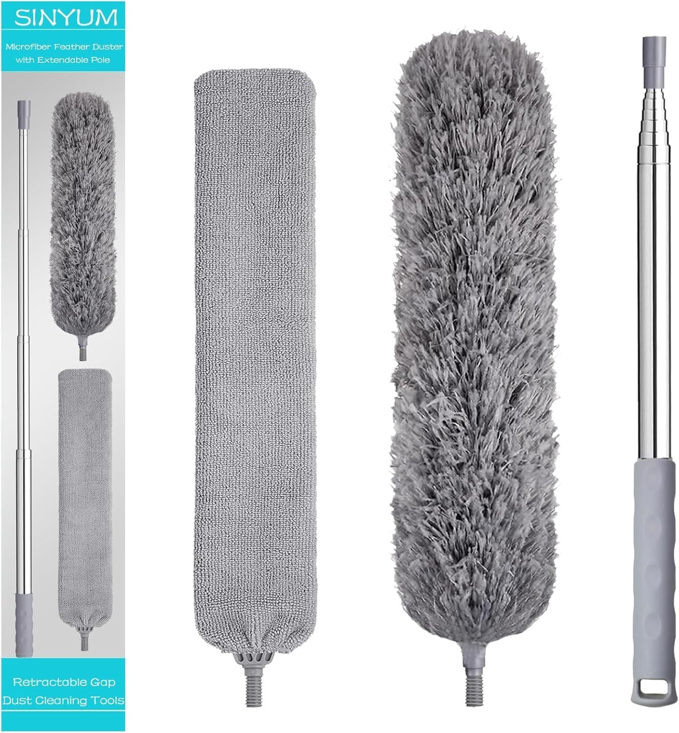 100 Inch Retractable Gap Dust Cleaner Cleaning Tools & Microfiber Feather Dus…