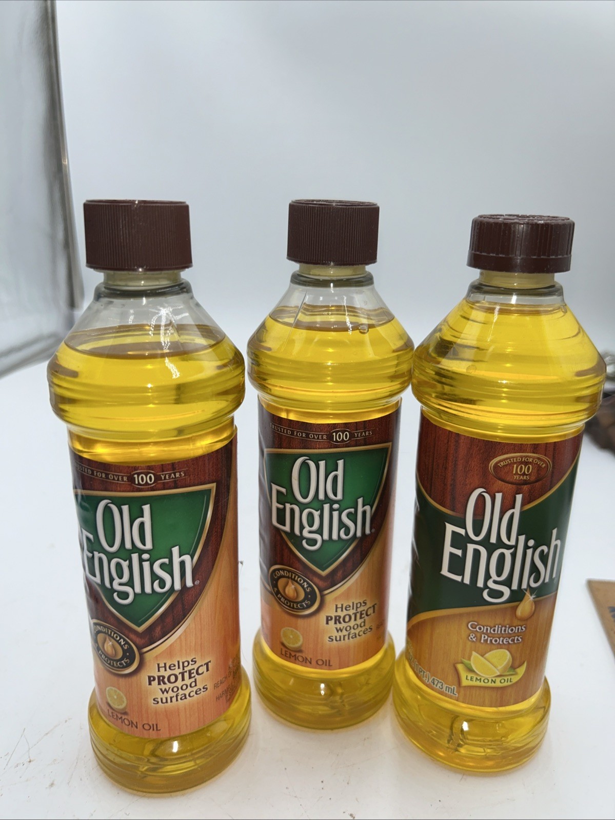 3 Old English Lemon Oil Conditions Protects Wood Surfaces Glow Lemon Scent 16oz