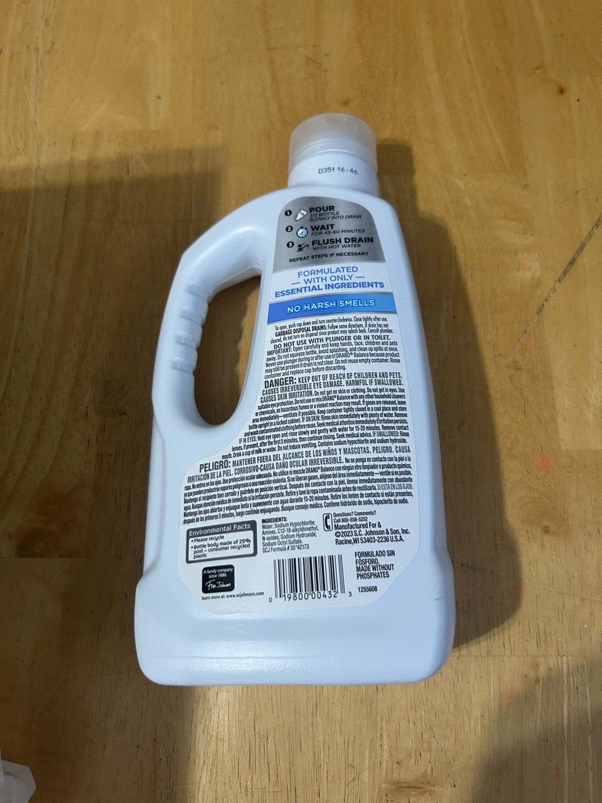 Liquid Drain Cleaner Unclogs Pipes in 60 Minutes Non-Corrosive Gel Safe Drains