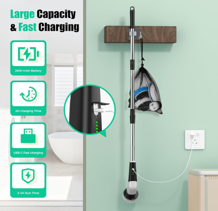 Cepillo Limpieza Eléctrico Inalámbrico con 8 Cepillos Recargable Type-C 100 Minu