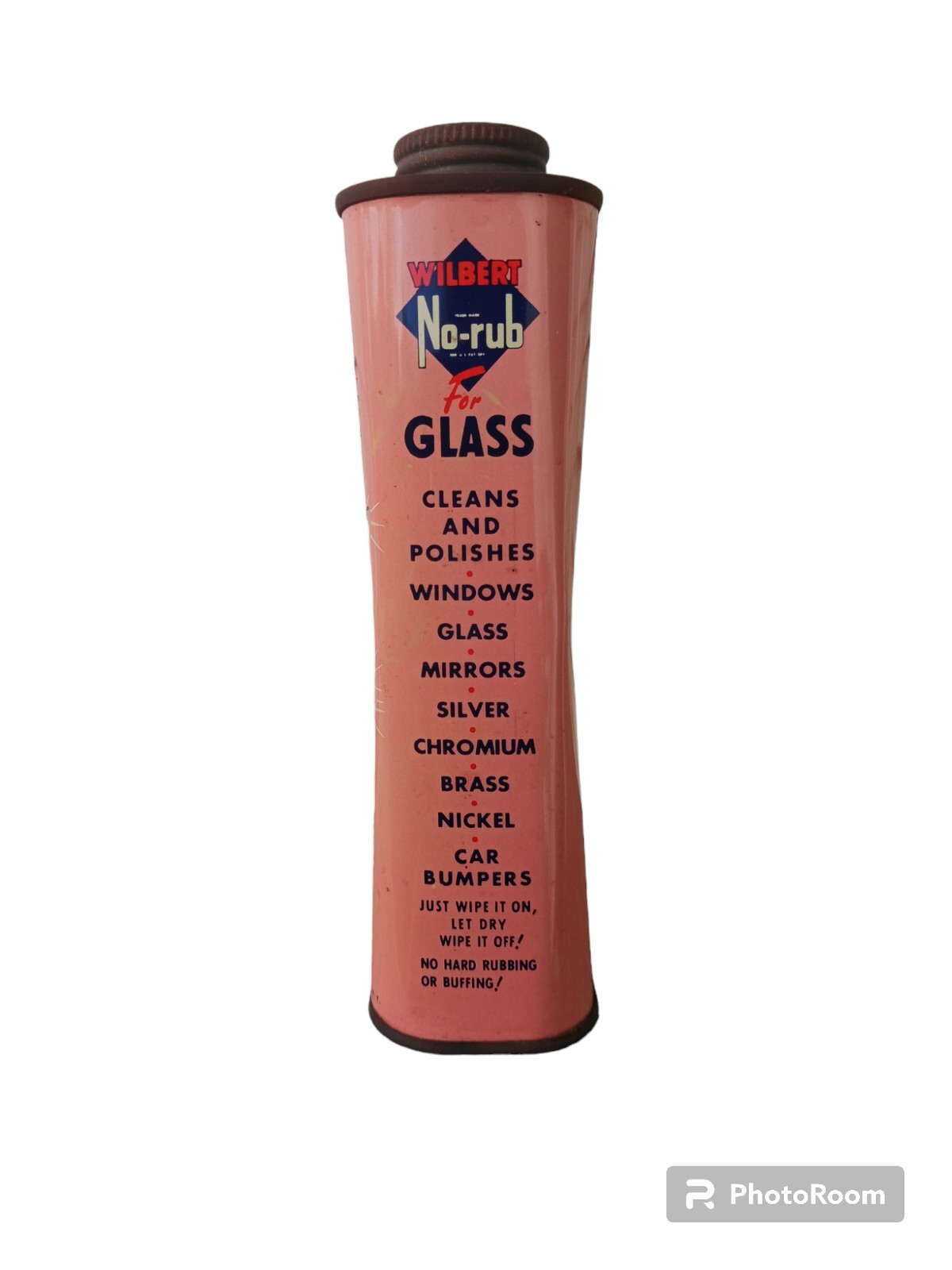 VTG Wilbert No Rub Glass & Metal Wax Cleaner Nearly Full Tin 16oz DISPLAY PROP