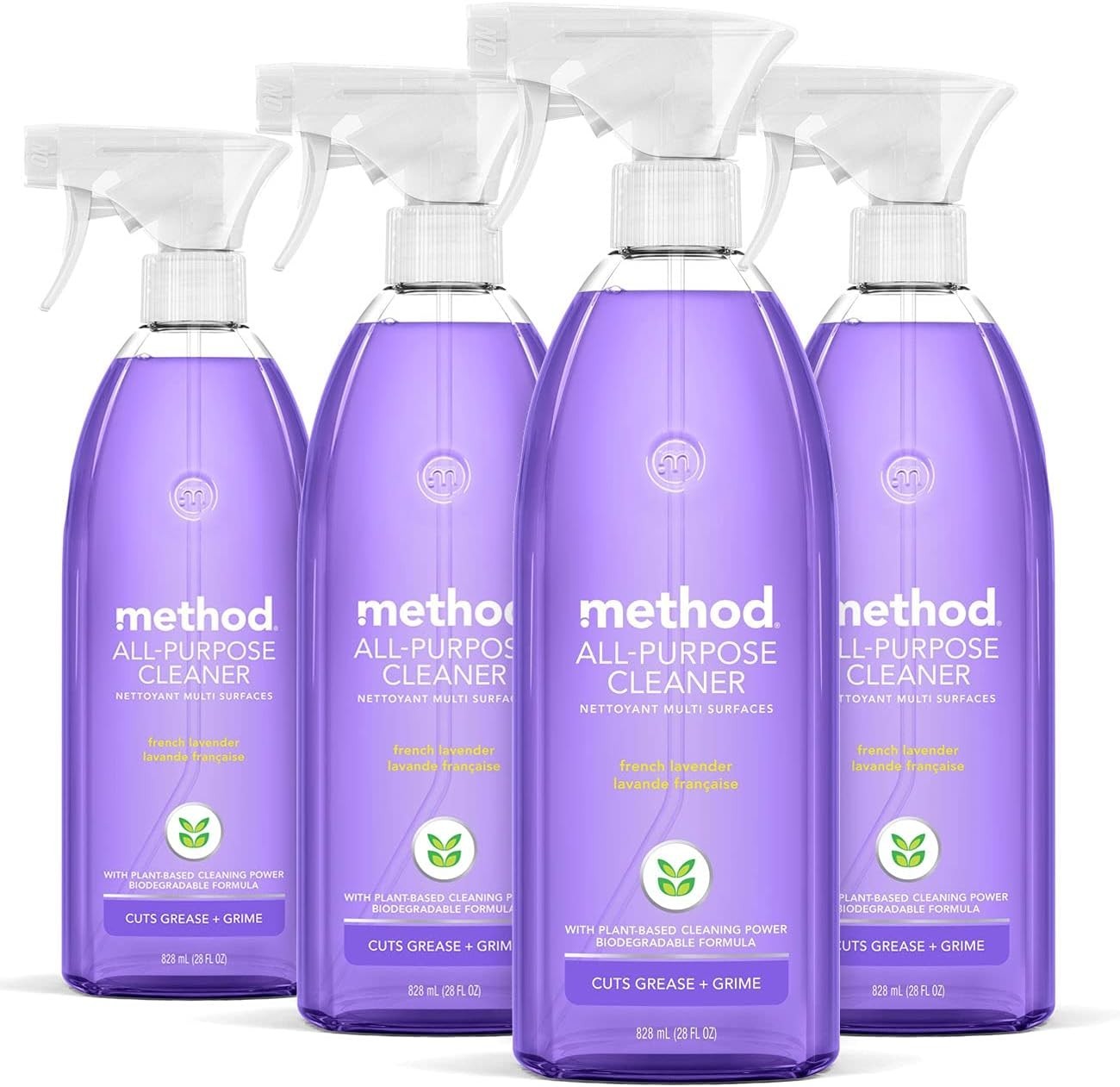French Lavender All-Purpose Cleaner Spray – Biodegradable, Pack of 4, 28 Fl Oz