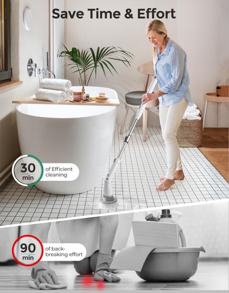 kHelfer Electric Spin Scrubber Kh8 2024 Upgrade Cordless Shower Scrubber 8 Re…