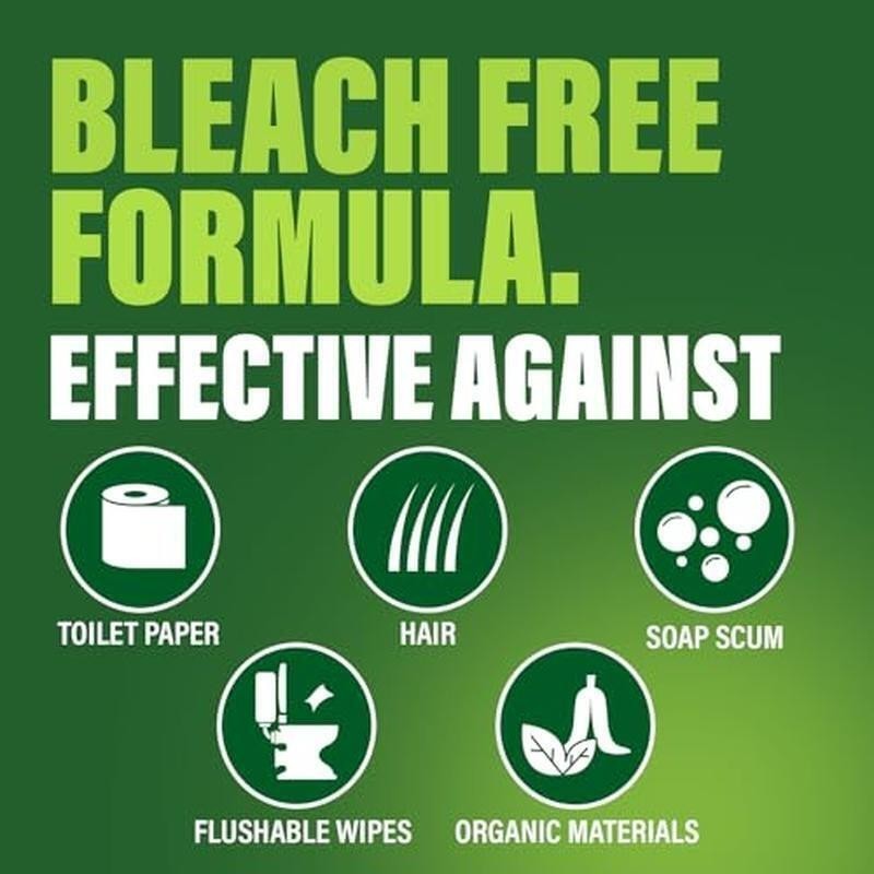 Hair Drain Clog Remover Liquid Pipe Cleaner Septic Safe 6-in-1 Formula Odorless