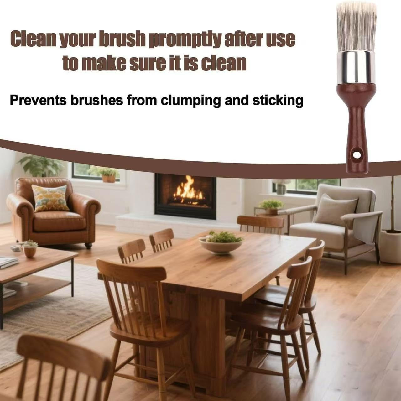 2Pcs Furniture Salve Brush, Soft Bristles & Ergonomic Handle Leather and Wood