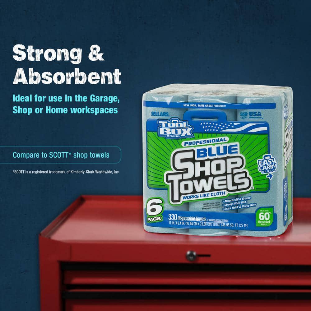 Shop Towels Disposable Blue Industrial Automotive Cleaning Towels 6Pack Sheets