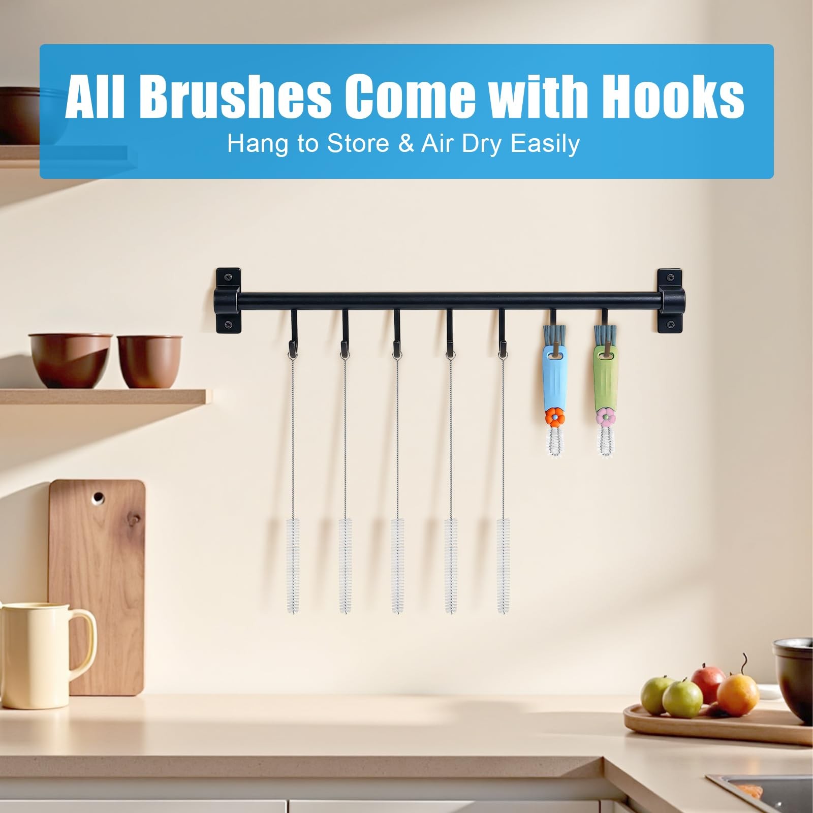 7Pcs 3-in-1 Cup Lid Gap Cleaning Brush & Straw Brush Set, Reusable Metal Stra…