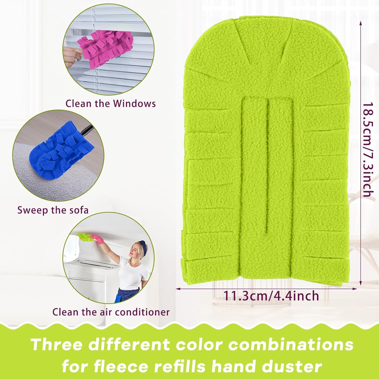 3 Pcs Duster Refill Reusable Fleece Duster Refills Feather Flat Dusters Multi