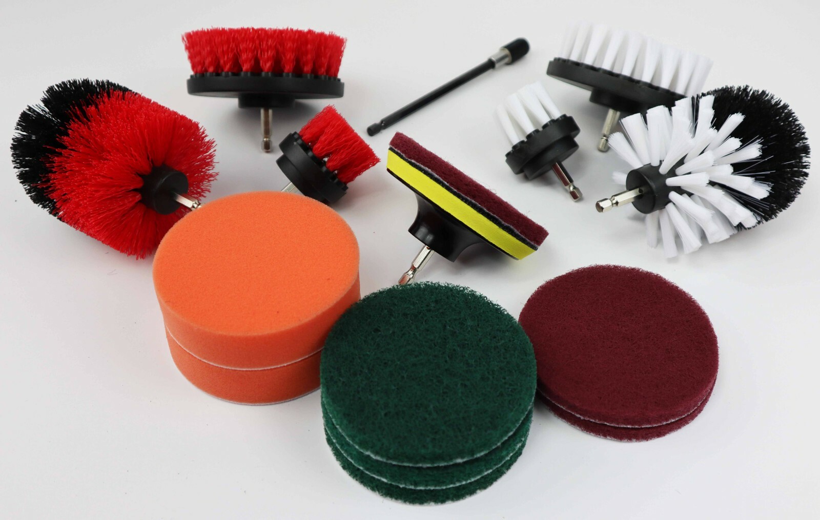 Auto Detail Brush Set for Fabric/Rims 17Piece Kit WH+RED FREE EXPEDITED SHIPPING