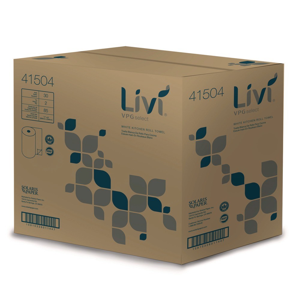 Livi VPG Select 41504 2-Ply Kitchen Roll Towel – White (30 Rolls/Carton) New