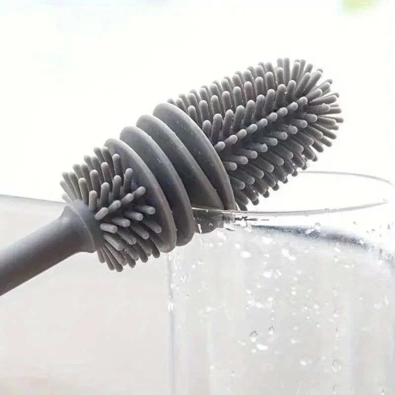 Silicone Milk Bottle Brush Cup Scrubber Glass Cleaner Kitchen Cleaning Tool Long