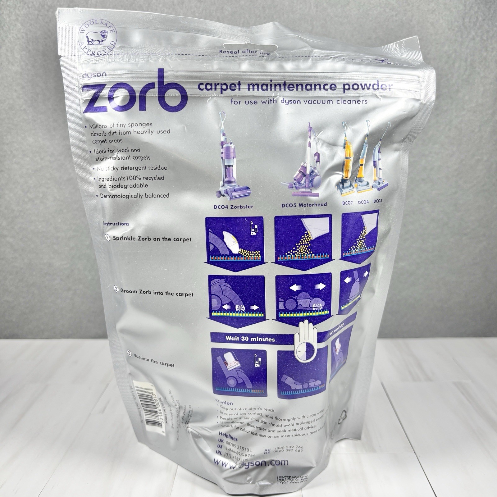 New DYSON Zorb Carpet Powder 26.5 Oz. Dyzolv Spot Cleaner 8.5 Fl Oz Woolsafe Rug