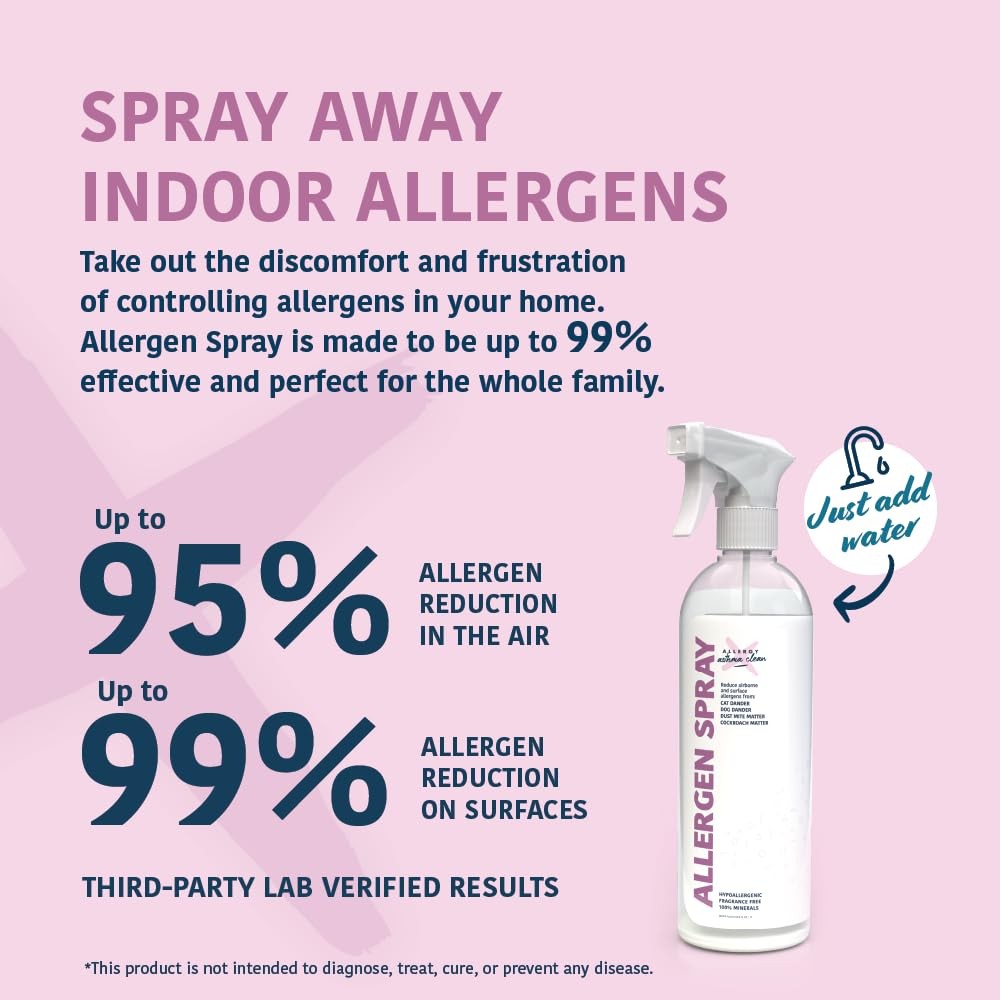 Allergen Spray for Pets and Dust Allergies – 33oz Air & Surface Cleaner