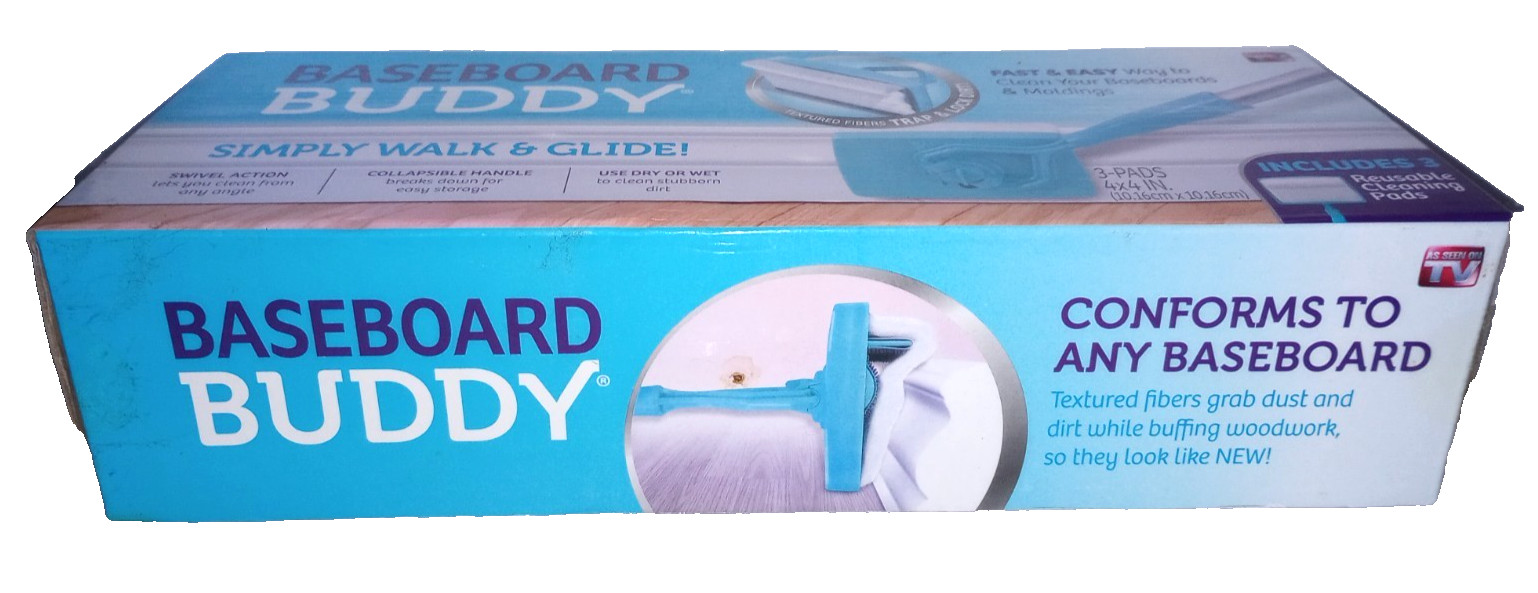 Baseboard Buddy Adjustable Baseboard Cleaner w/ 3 Reusable Pads – As Seen on TV