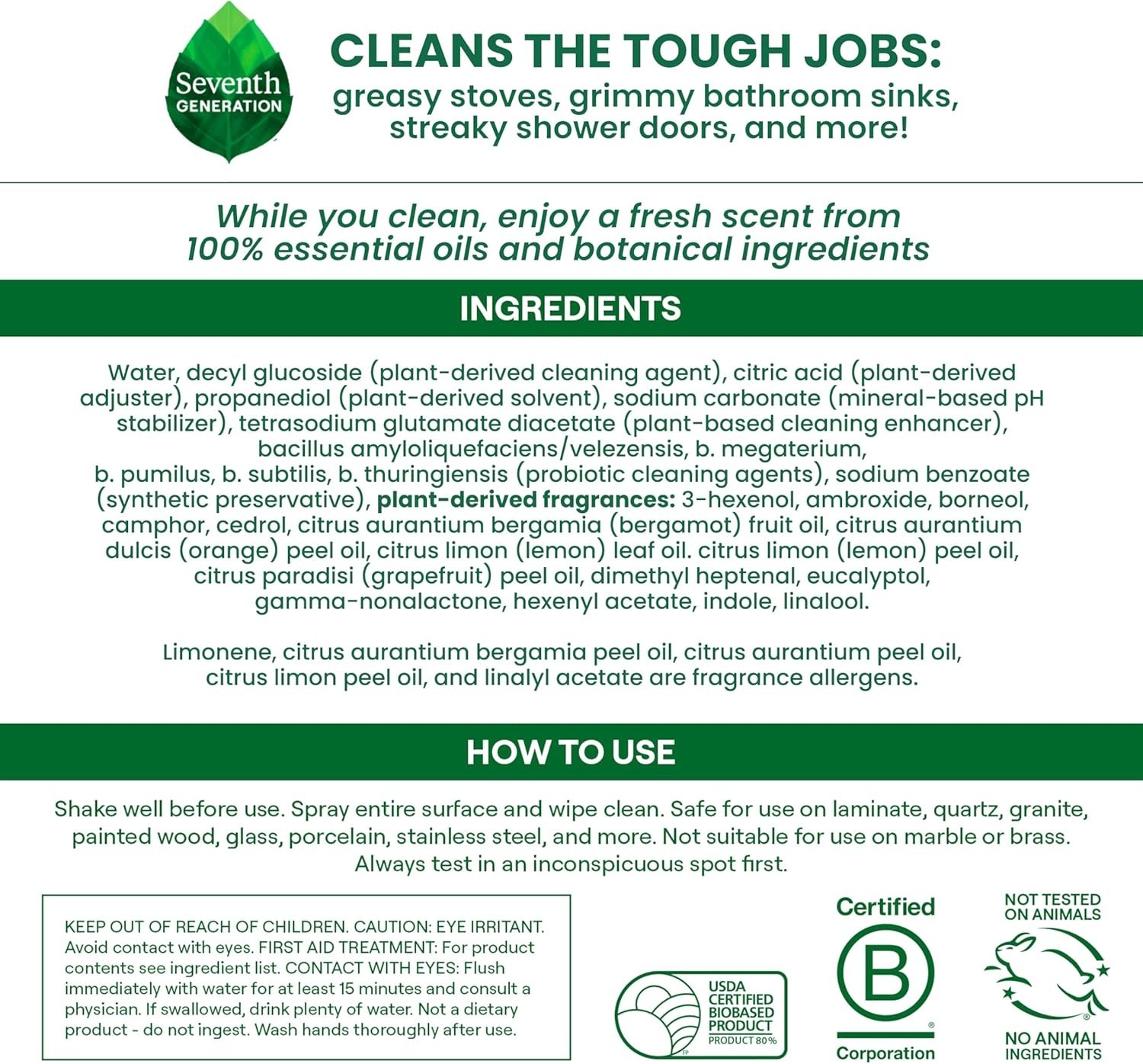 Seventh Generation Ultra Deep Probiotic Multi Surface Cleaner Tough Grease 9.4Oz