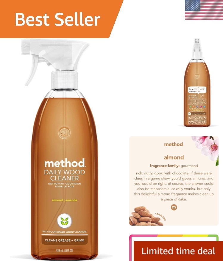 Eco-Friendly Method Daily Wood Cleaner – Almond Scent, 28 oz, Non-Toxic Spray