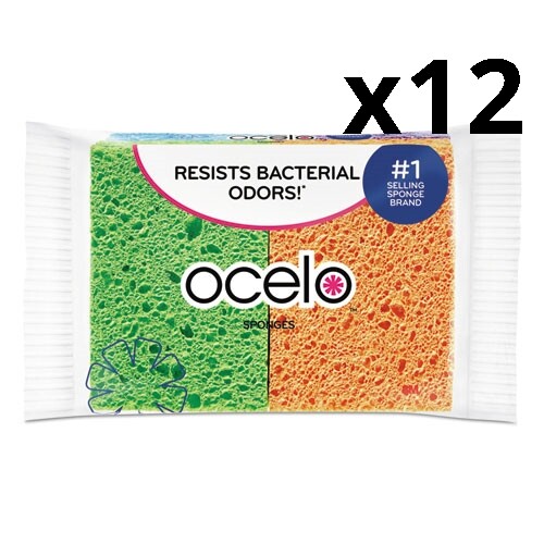 O-Cel-O Sponge w/3M Stayfresh Technology, 4 7/10 x 3 x 3/5, 4/Pack, Pack of 12