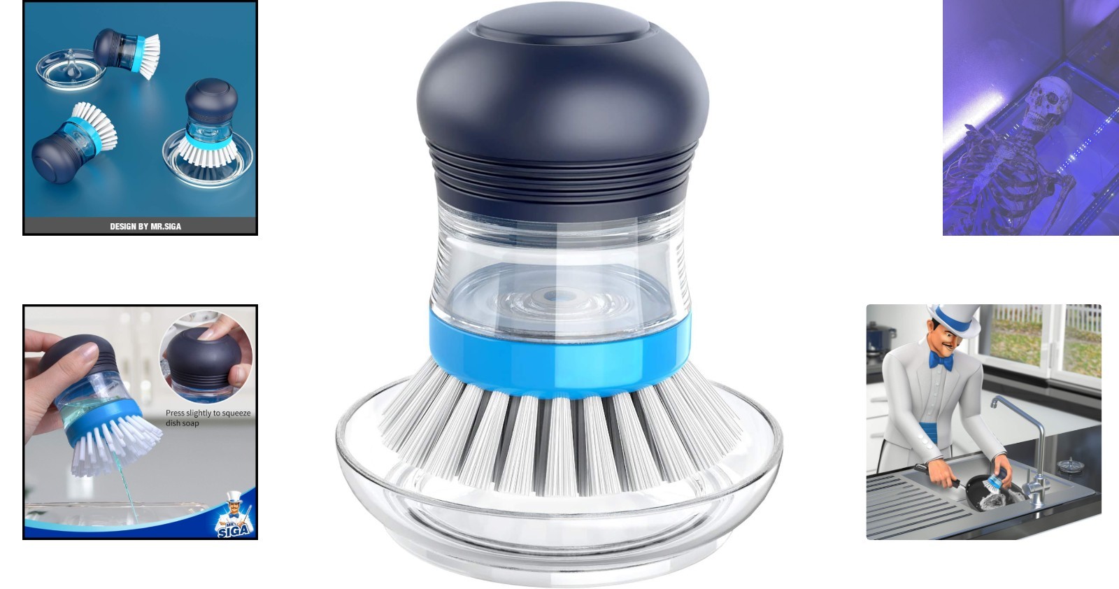 Comfortable Grip Soap Dispensing Palm Brush with Holder for Effortless Scrubbing