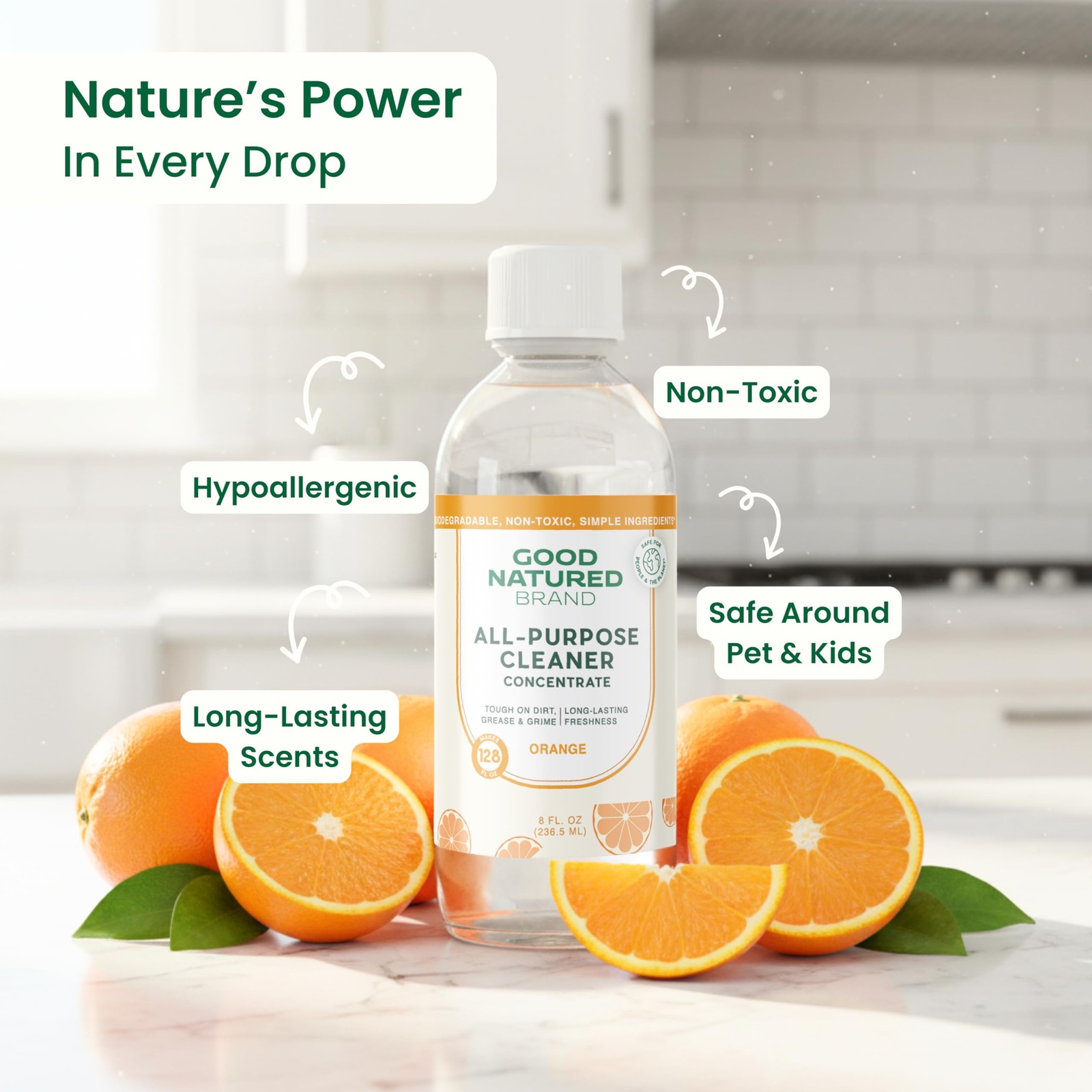 All Purpose Cleaner Concentrate 8oz Makes 128oz Orange Essential Oil Natural Mul