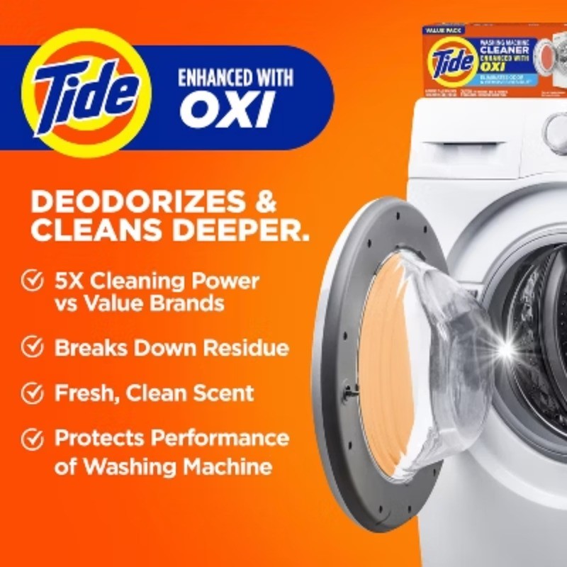 Tide Washing Machine Cleaner + Ultra Oxi Powder – 6ct