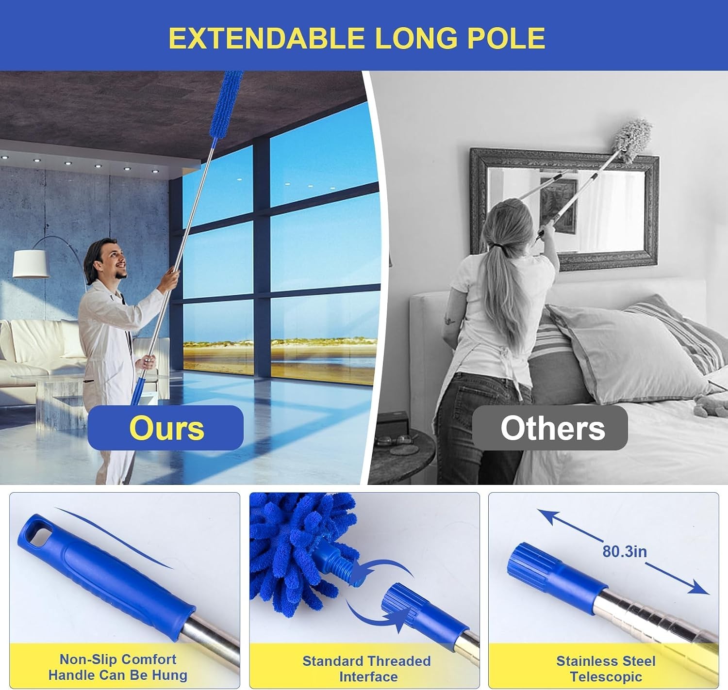 Ultimate Extendable Duster Set with Bendable Heads – 6-in-1 Cleaning Solutions!