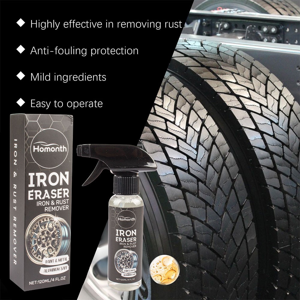 Iron Eraser Rust Remover Spray, Car Wheel Paint Brake Dust Fast Cleaner 120ml OD