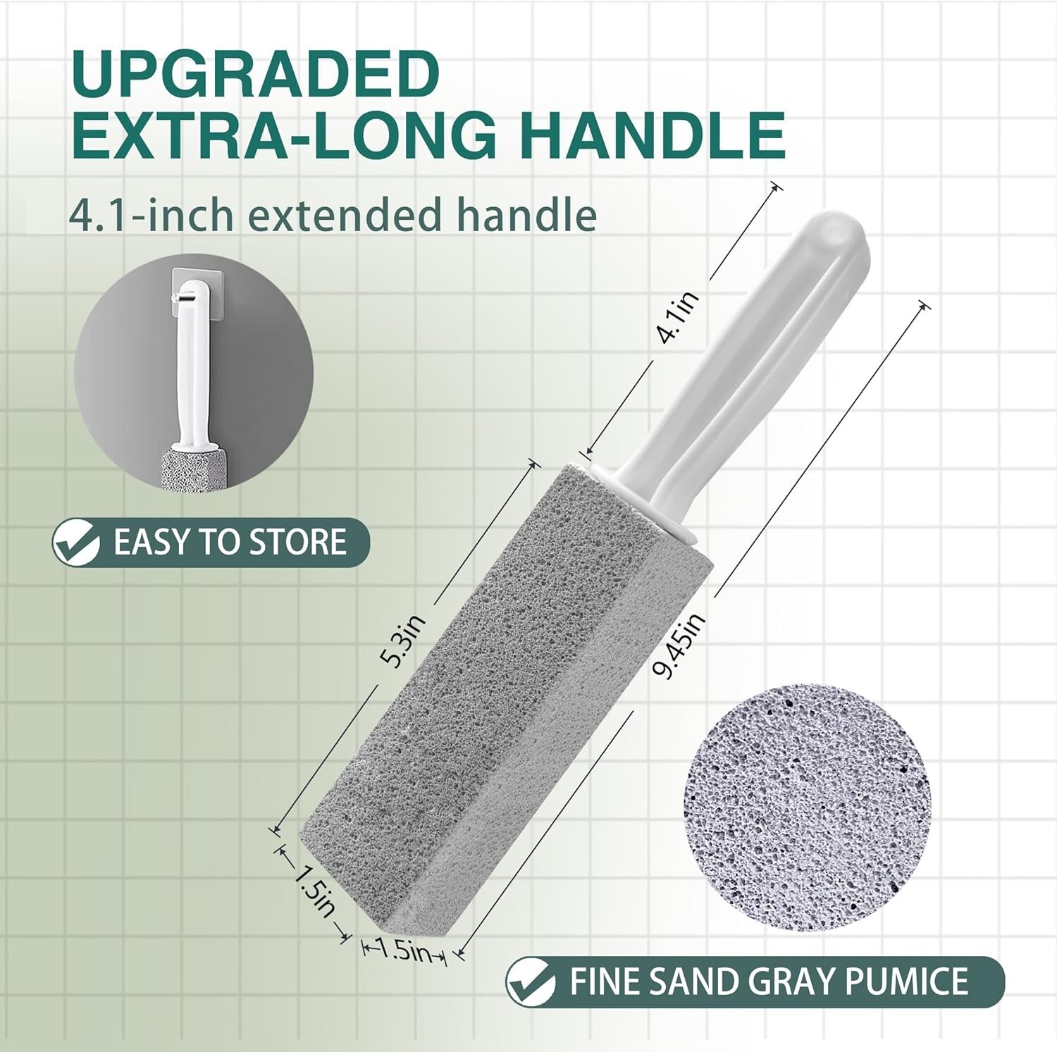 2 Ps Pumice Stone Handle Toilet Cleaner Tool Stain Hard Water Ring Remover For T
