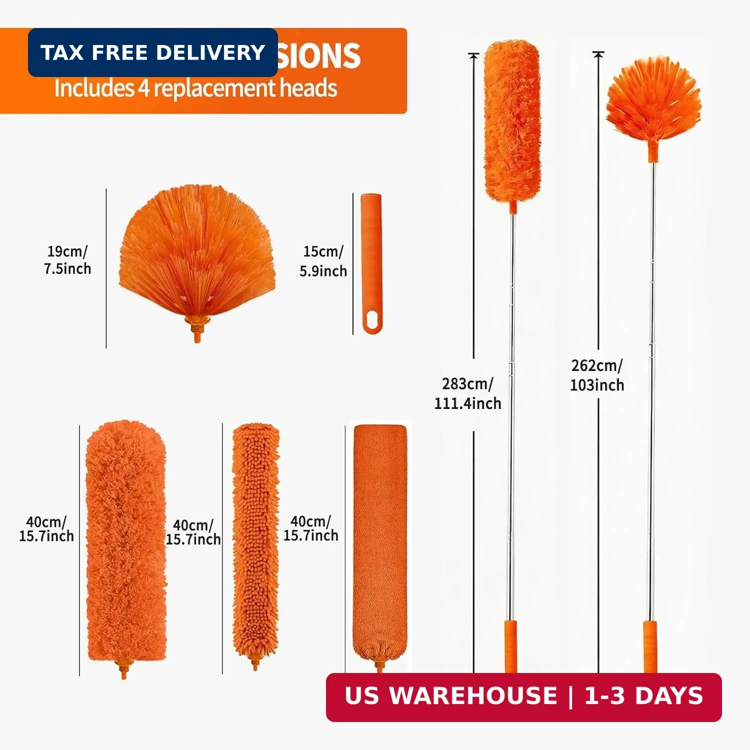 Cobweb Duster with Extension Pole,Cleaner Outdoor 110″ Telescoping Extended Sspi