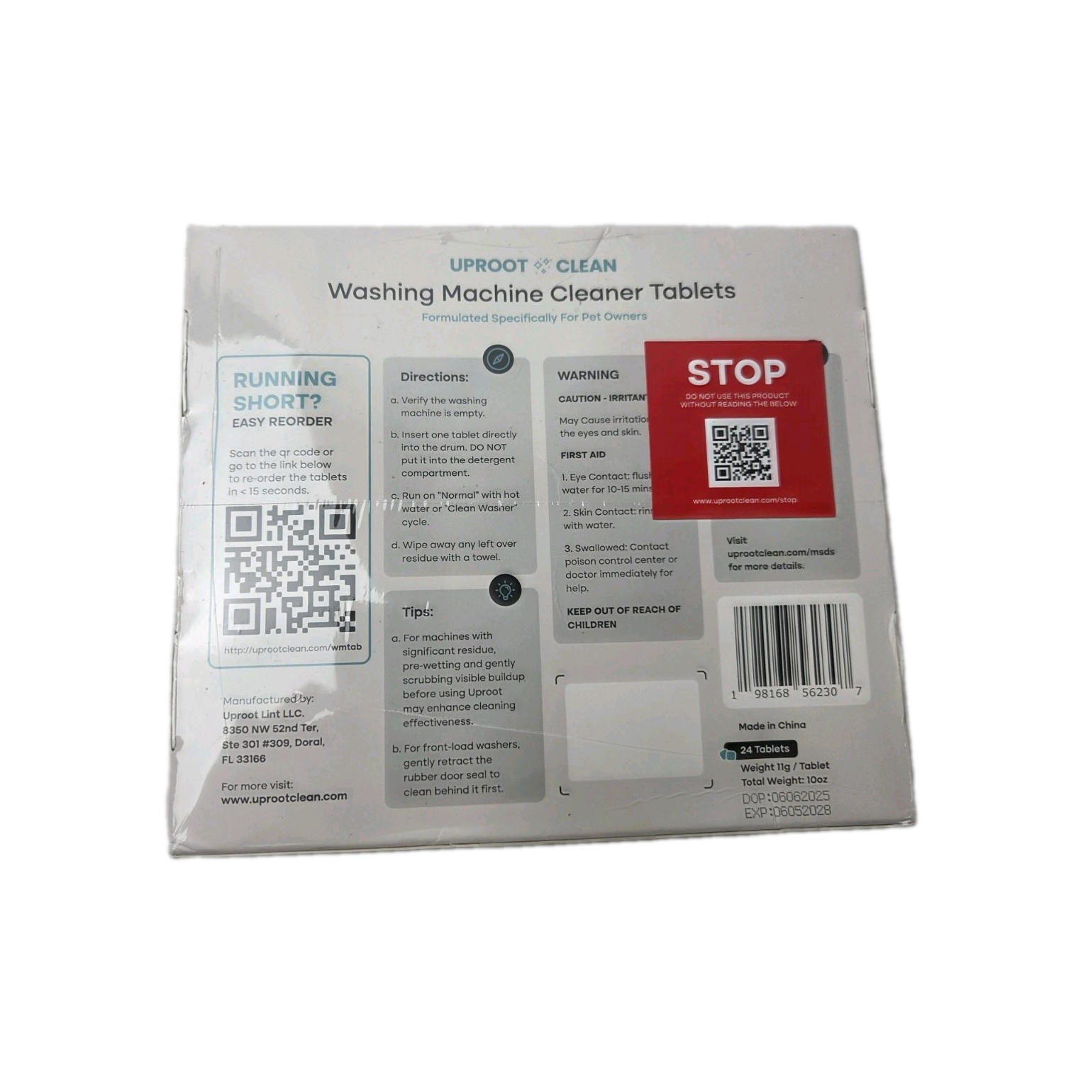 Uproot Clean Washing Machine Cleaner Pro Tablets 24 Pack Pet Owners New