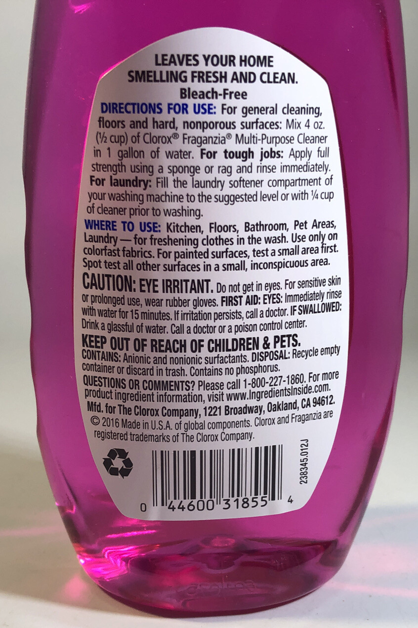Clorox Fraganzia Spring Multi-Purpose Liquid Cleaner 10.75oz Blt Concentrated