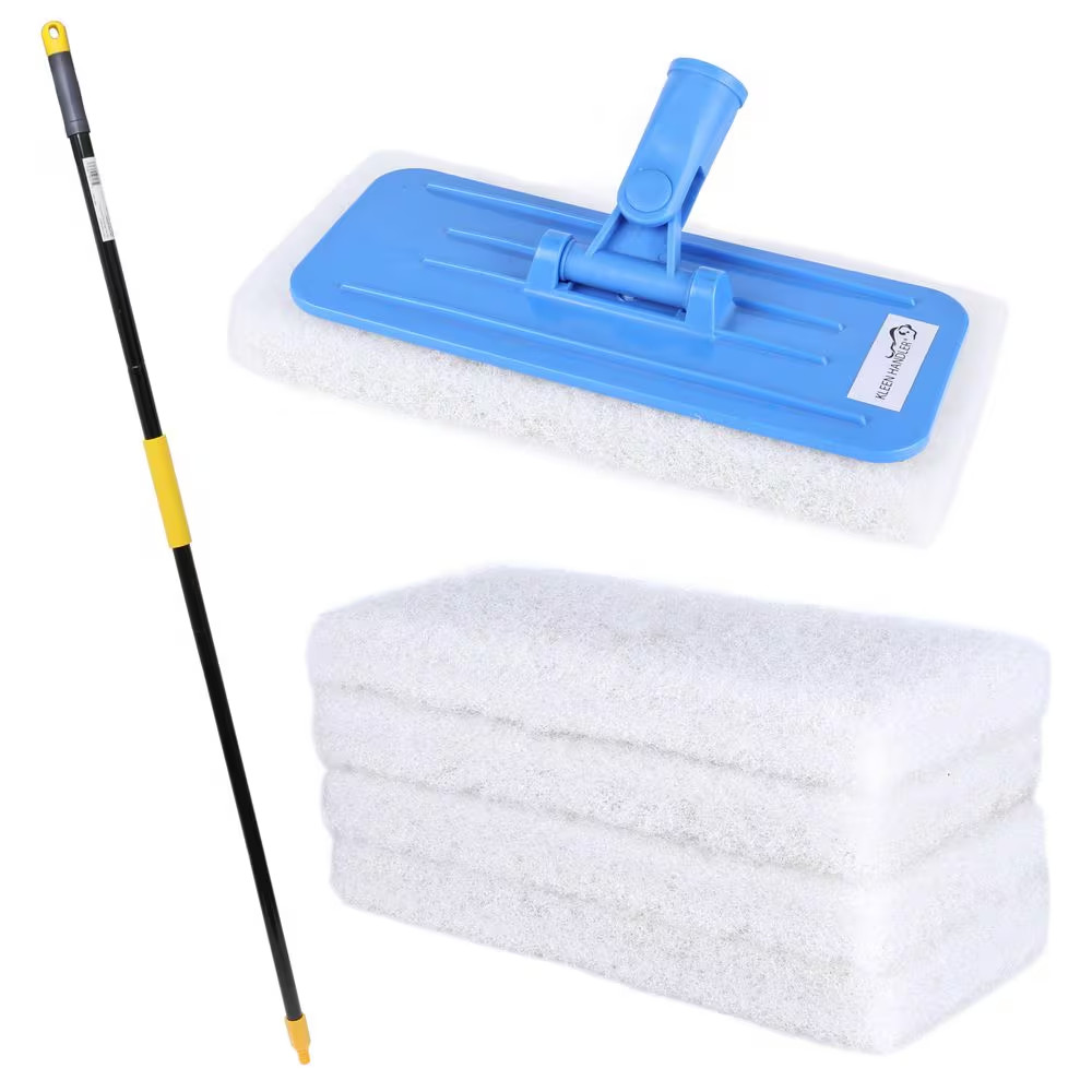 Light Duty Cleaning Scrubbing Pads 5-Pieces Bundle with Threaded Swivel EZ Scrub