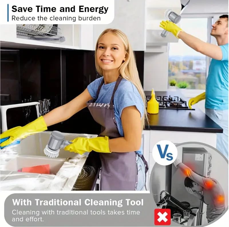 HFLYJPYW Electric Spin Scrubber – Shower Scrubber,Bathroom Scrubber Electric,…
