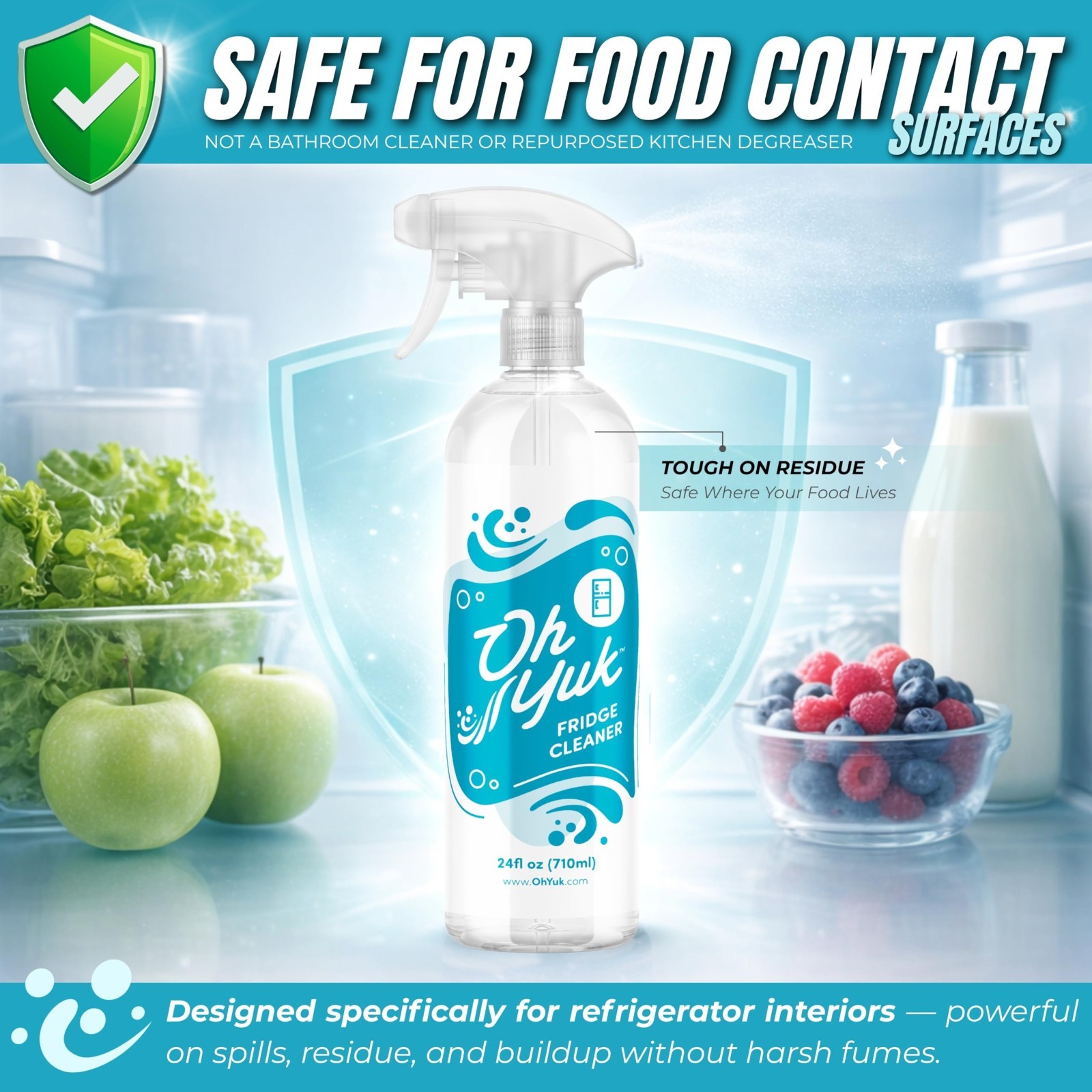Fridge Cleaner Spray – Biodegradable, Vegan & Cruelty-Free | Spotless Food-Safe