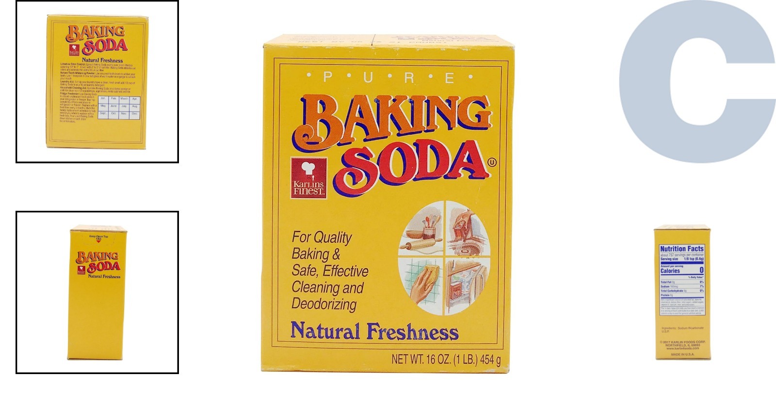 Pure Baking Soda, 16 oz Canister – Natural Freshness for Baking & Deodorizing