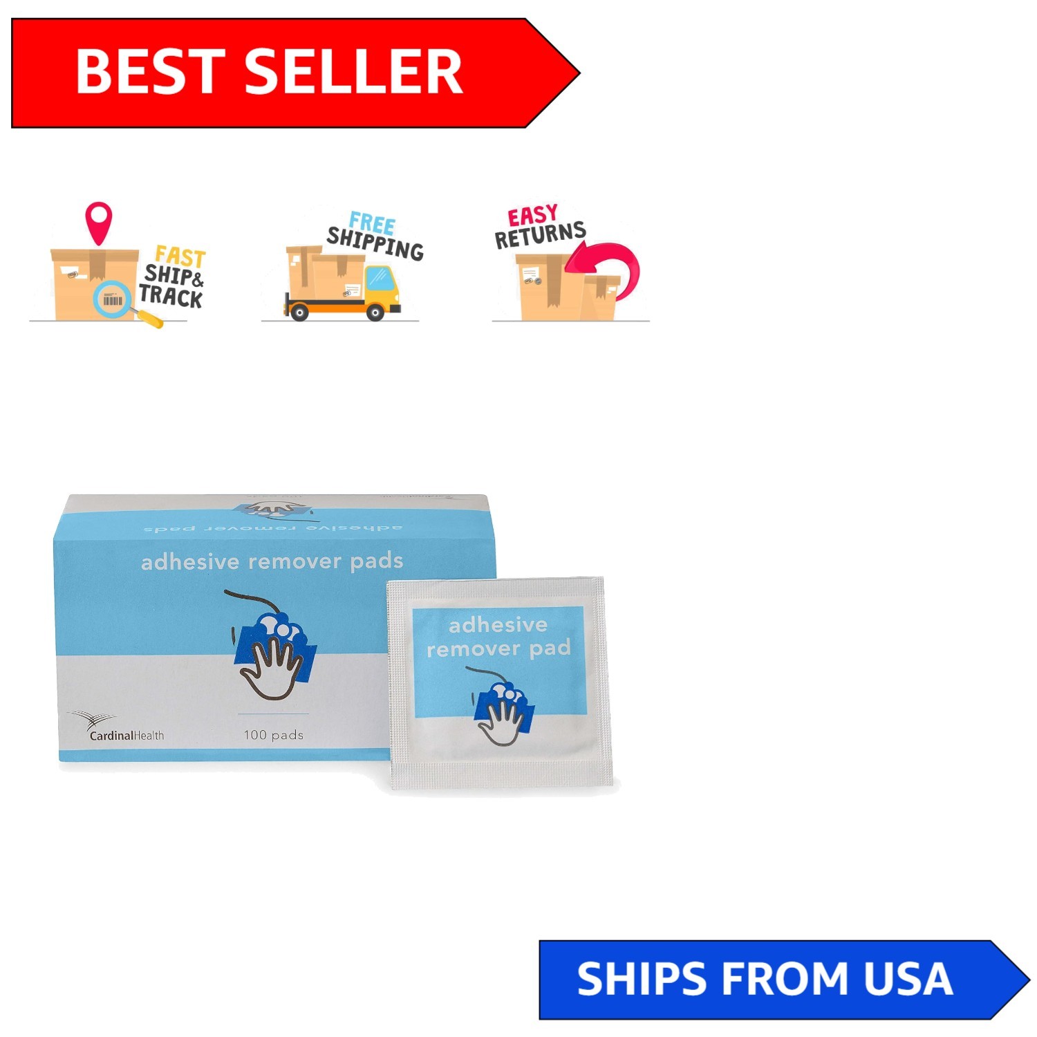 Disposable Aloe-Infused Adhesive Remover Pads – 100 Sterile Wipes for Skin