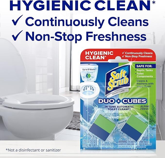Soft Scrub in-Tank Toilet Cleaner Duo-Cubes, Alpine Fresh, 4 Count..