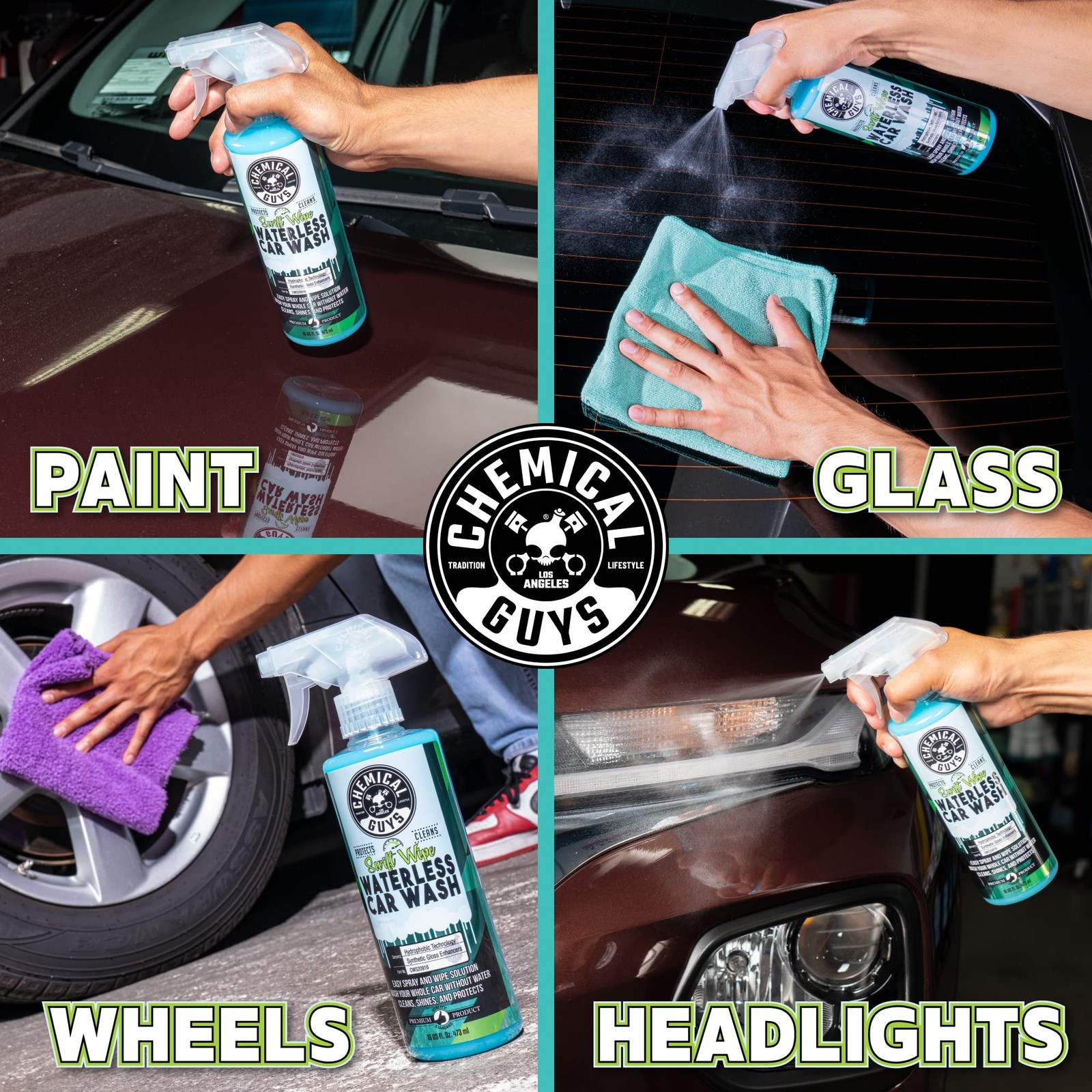 Waterless Car Wash Spray 16oz High Lubrication Safe Exterior Cleaning Shine