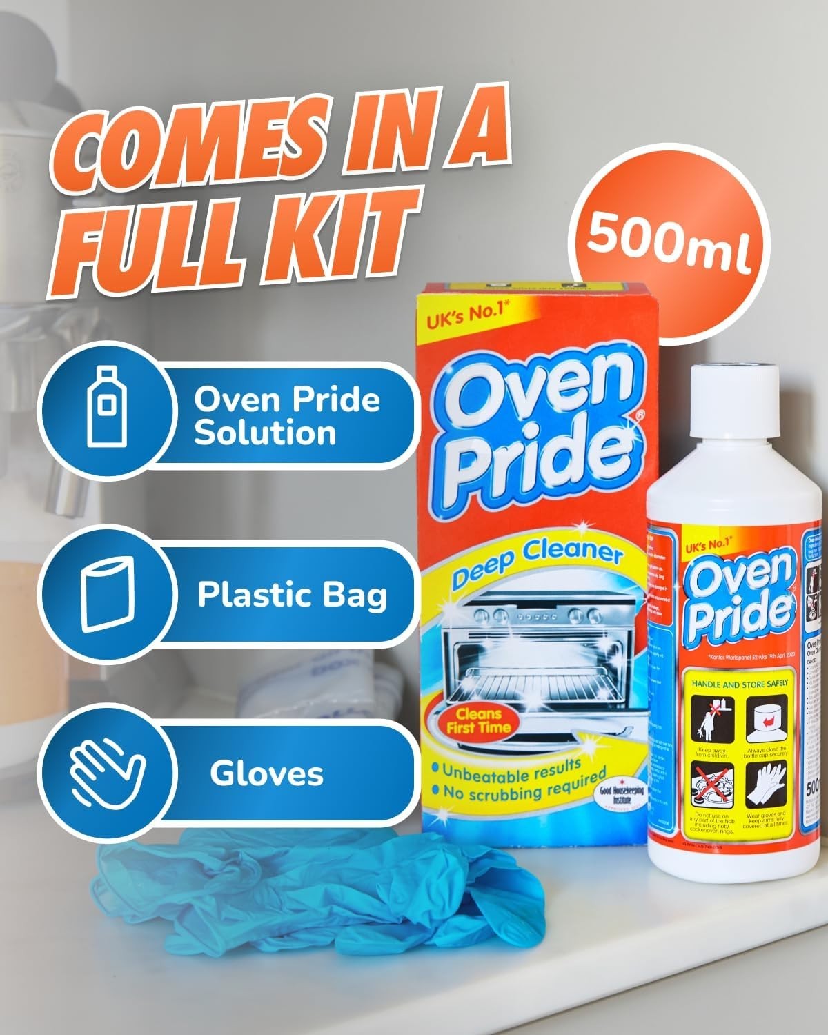 Oven Cleaner – 500ml Complete Oven Cleaning Kit with Safety Gloves & Cleaning…