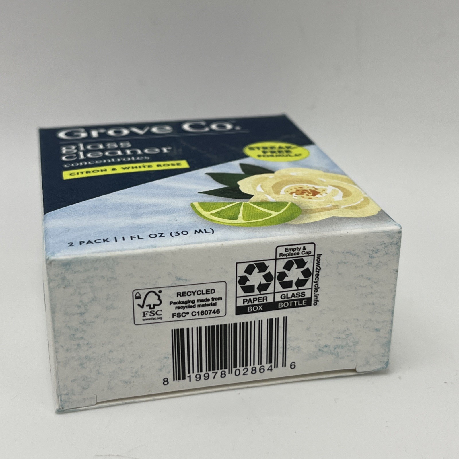 Grove Co. Glass Cleaner Concentrates Streak-Free Citron & White rose 2pk