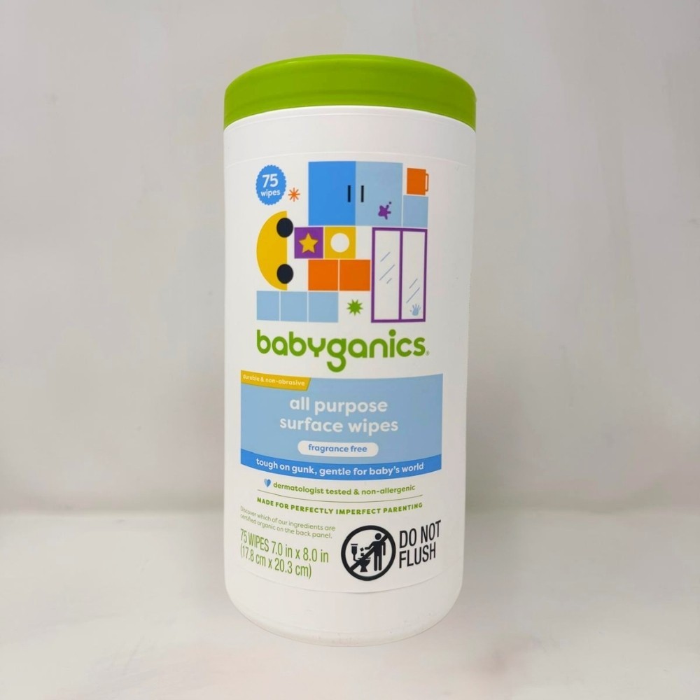 3 Pack – Babyganics All-Purpose Surface Wipes, Fragrance-Free, 75 Count