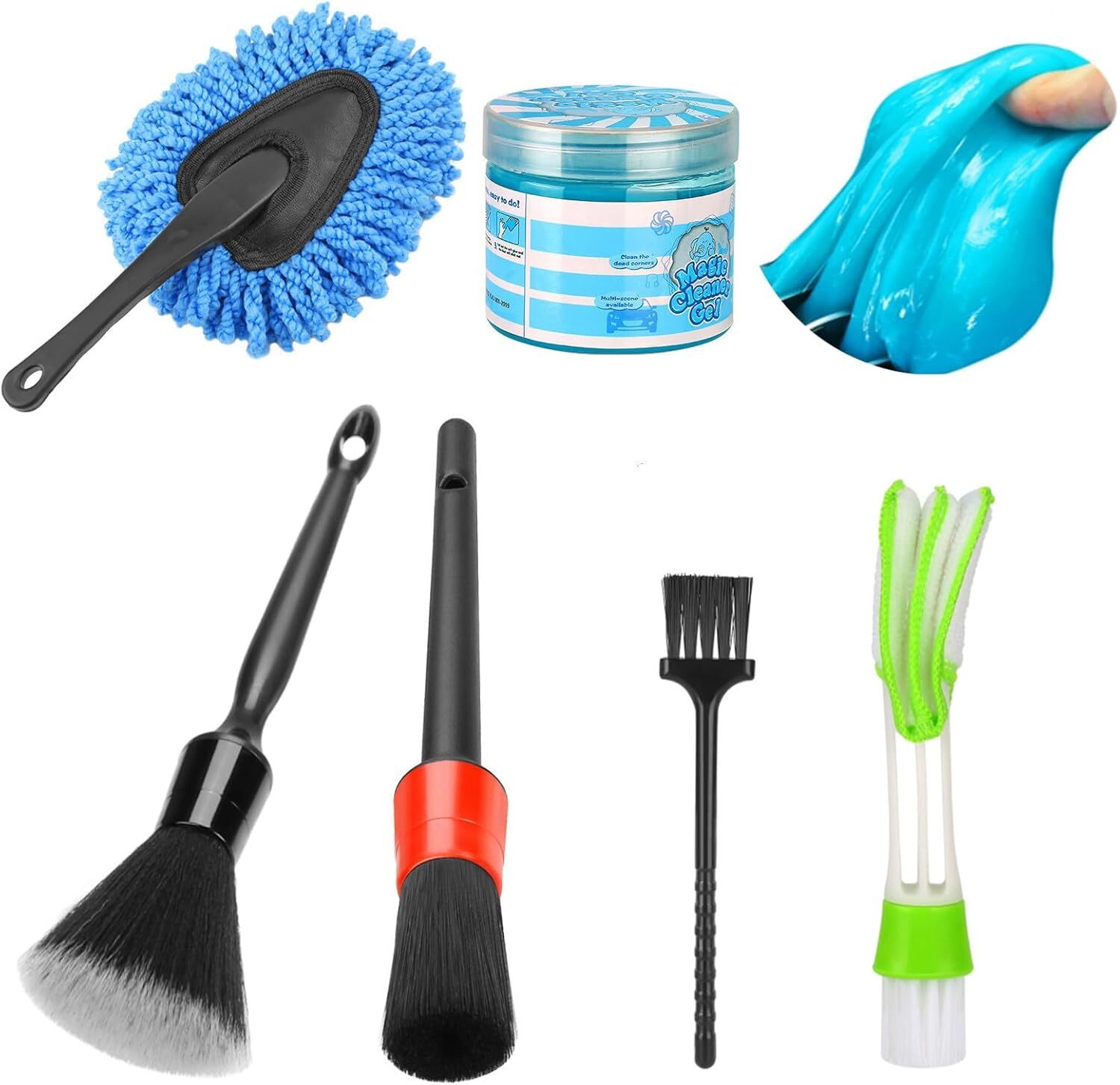 Car Interior Duster Detailing Cleaning Gel Brushes Kit Soft Dust Detail Crevice