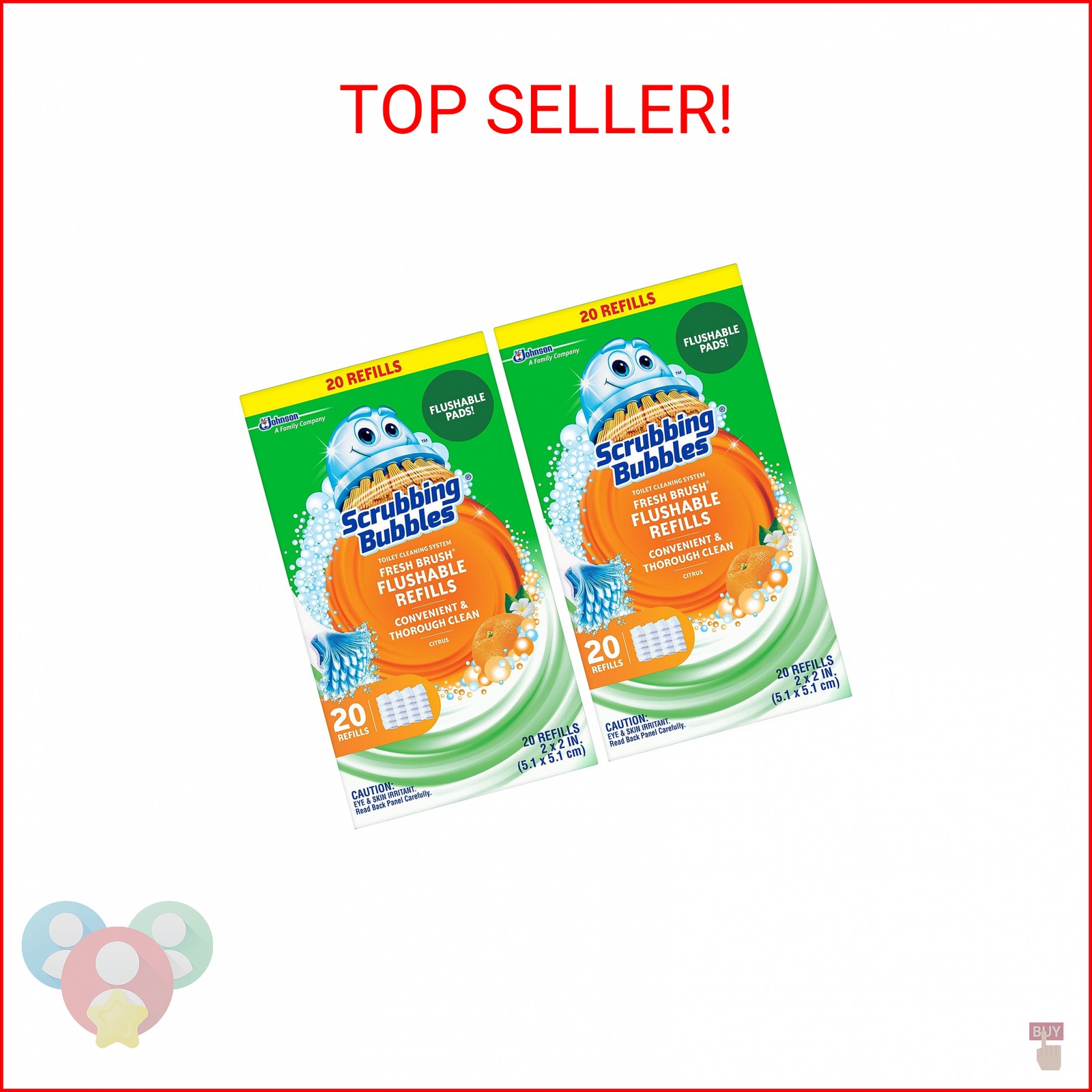 Scrubbing Bubbles Flushable Toilet Bowl Wand Cleaner Refills, Fresh Brush Cleane