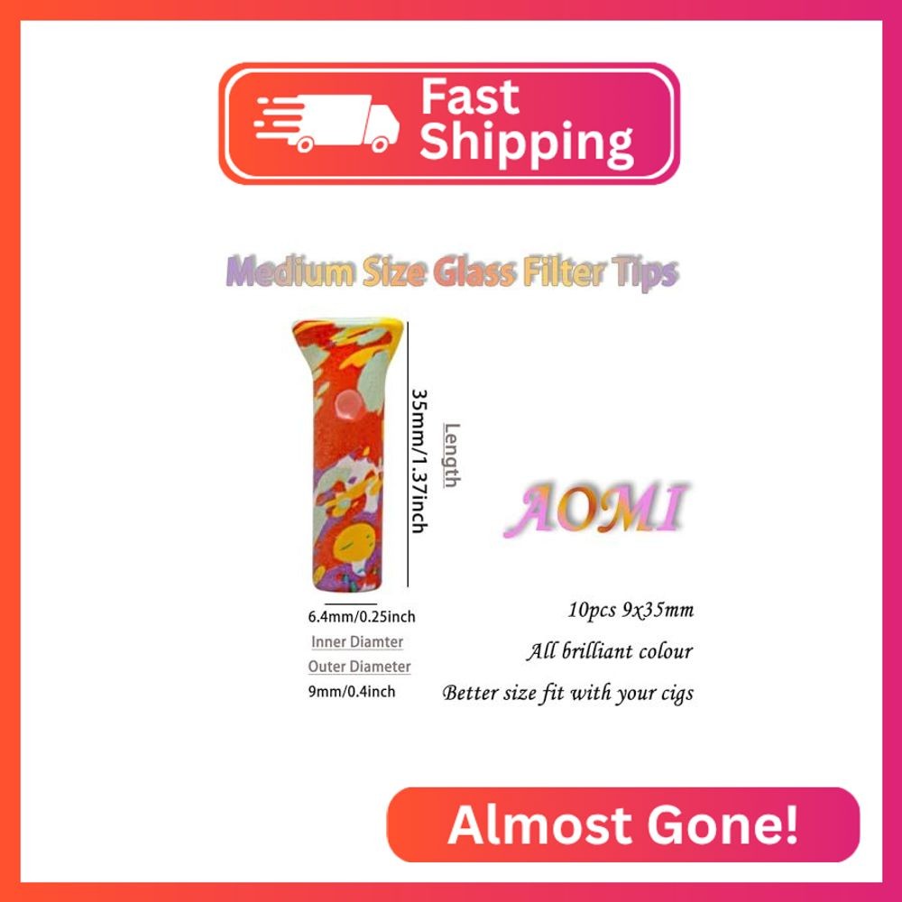 Reusable Glass Tips for Filter Flat Mouthpiece, Gorgeous Bright and Colorful Ø9m
