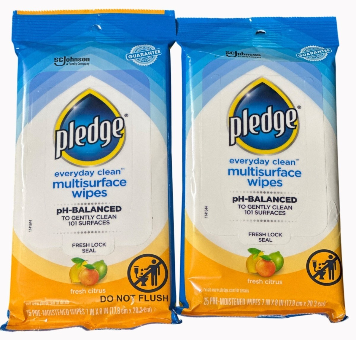 2X- Pledge Everyday Clean Multisurface Wipes Fresh Citrus 25 Ct