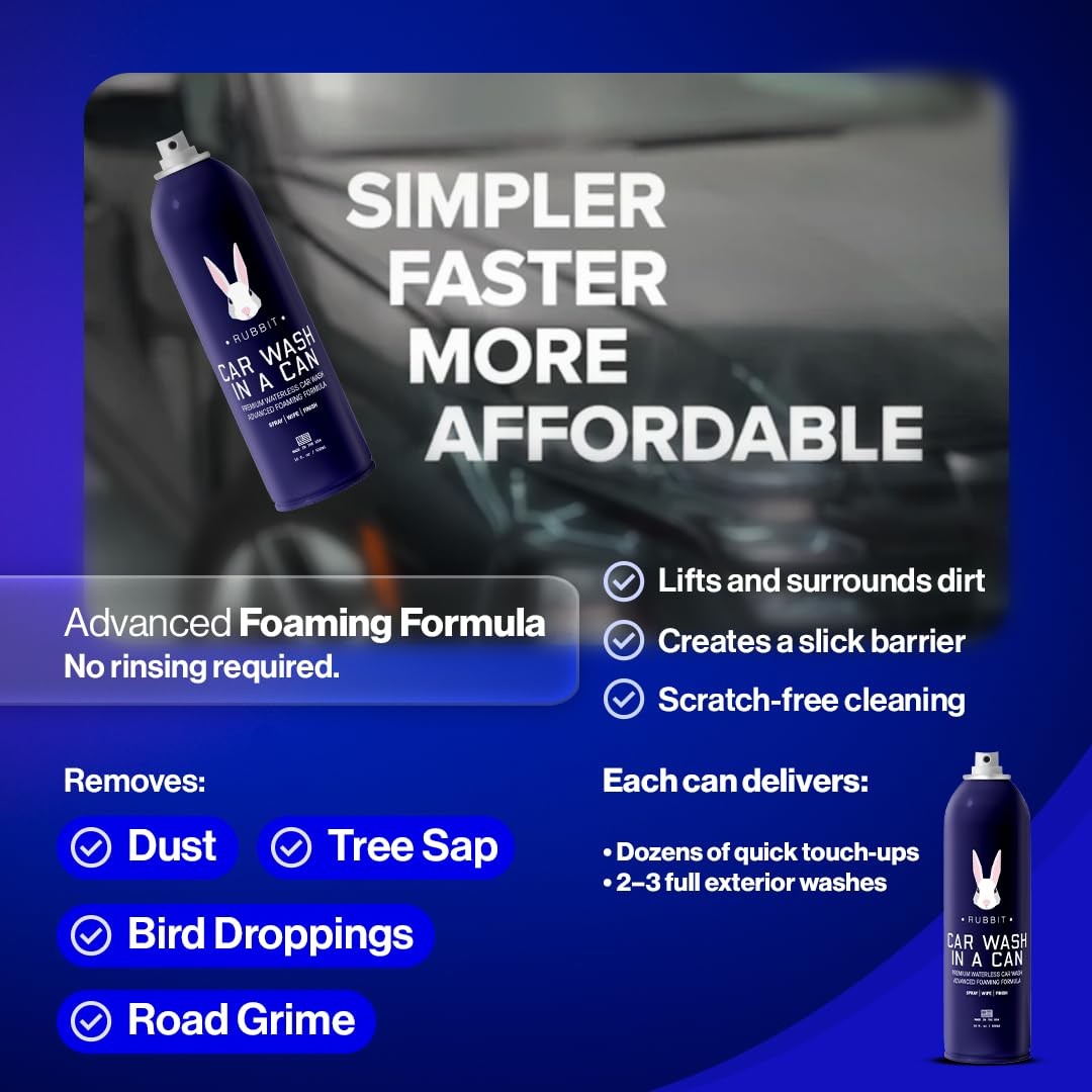 Car Wash In A Can™ Kit, Premium Waterless Car Wash Spray, Ready-to-Use Formul…