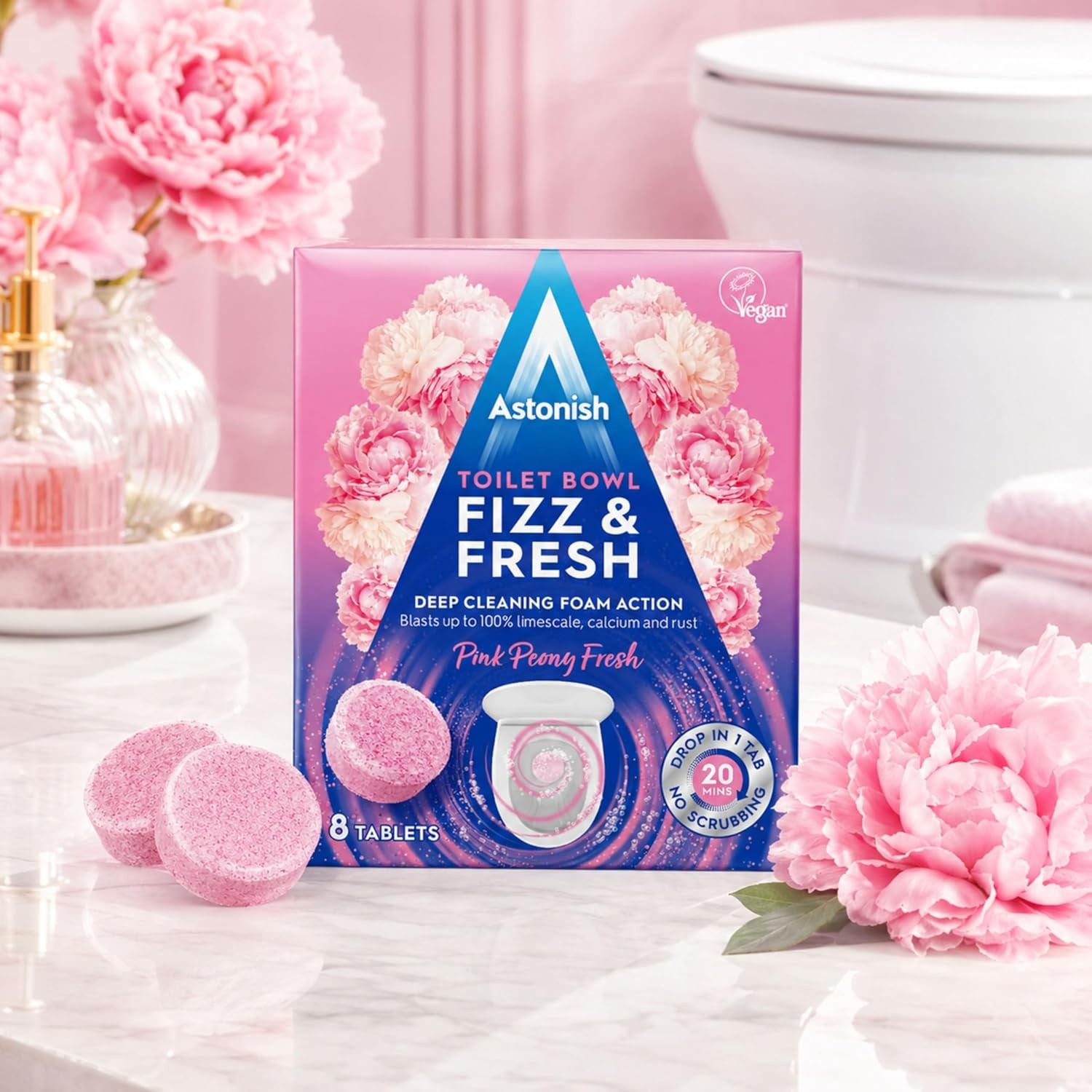Toilet Bowl Cleaner Tablets 8 Count Fizzing Drop In Limescale Remover No Scrub