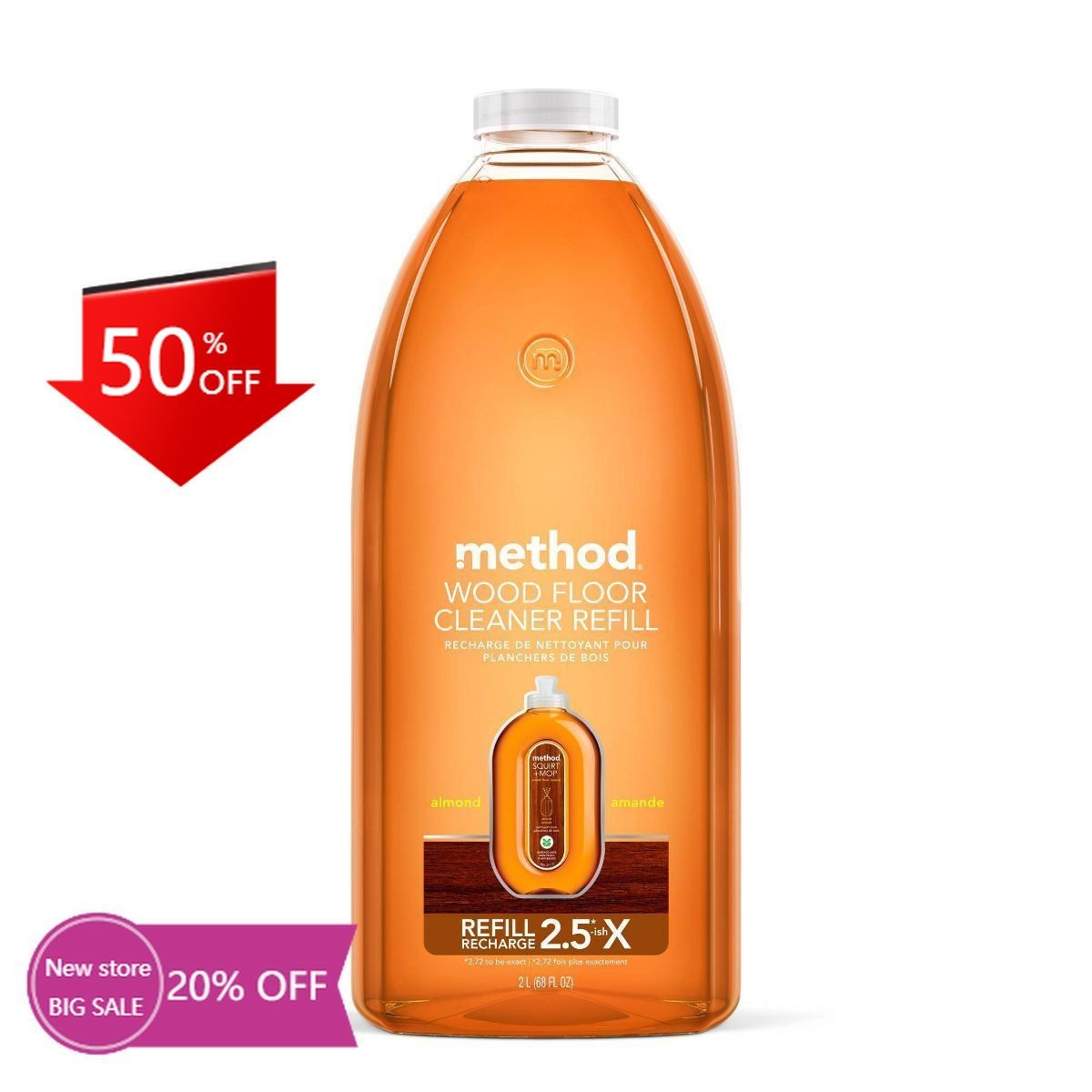 Method Almond Cleaning Products Wood Floor Cleaner Refill – 68 fl oz